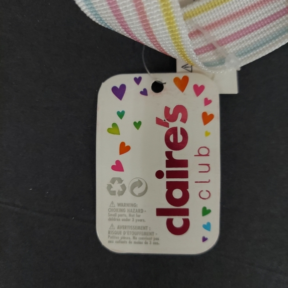 Claire’s Club Girls Pink Orange Yellow Revers Sequin Striped Mini Backpack - Picture 8 of 9